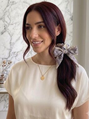 NWT Berry Bow Scrunchie Scarf Hair Tie Bundle Paisley Tan Neutral Boho Set of 2